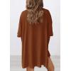 imagePRETTYGARDEN Women 2 Piece Lounge Set 2026 Summer Casual Oversized Shirts Biker Shorts Matching Airport Travel Outfit ClothesBrown