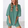 imagePRETTYGARDEN Women 2 Piece Lounge Set 2026 Summer Casual Oversized Shirts Biker Shorts Matching Airport Travel Outfit ClothesFruit Green