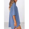 imagePRETTYGARDEN Women 2 Piece Lounge Set 2026 Summer Casual Oversized Shirts Biker Shorts Matching Airport Travel Outfit ClothesGrey Blue