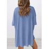 imagePRETTYGARDEN Women 2 Piece Lounge Set 2026 Summer Casual Oversized Shirts Biker Shorts Matching Airport Travel Outfit ClothesGrey Blue