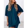 imagePRETTYGARDEN Women 2 Piece Lounge Set 2026 Summer Casual Oversized Shirts Biker Shorts Matching Airport Travel Outfit ClothesLake Blue