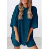 imagePRETTYGARDEN Women 2 Piece Lounge Set 2026 Summer Casual Oversized Shirts Biker Shorts Matching Airport Travel Outfit ClothesLake Blue