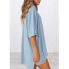 imagePRETTYGARDEN Women 2 Piece Lounge Set 2026 Summer Casual Oversized Shirts Biker Shorts Matching Airport Travel Outfit ClothesLight Blue