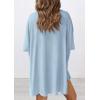 imagePRETTYGARDEN Women 2 Piece Lounge Set 2026 Summer Casual Oversized Shirts Biker Shorts Matching Airport Travel Outfit ClothesLight Blue