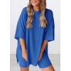 imagePRETTYGARDEN Women 2 Piece Lounge Set 2026 Summer Casual Oversized Shirts Biker Shorts Matching Airport Travel Outfit ClothesRoyal Blue