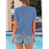 imagePRETTYGARDEN Women Summer Crochet Puff Short Sleeve Cardigan Lightweight Spring Cropped Button Up Beach Knit Sweater TopsBlue