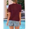 imagePRETTYGARDEN Women Summer Crochet Puff Short Sleeve Cardigan Lightweight Spring Cropped Button Up Beach Knit Sweater TopsBurgundy