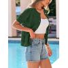 imagePRETTYGARDEN Women Summer Crochet Puff Short Sleeve Cardigan Lightweight Spring Cropped Button Up Beach Knit Sweater TopsGreen