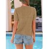 imagePRETTYGARDEN Women Summer Crochet Puff Short Sleeve Cardigan Lightweight Spring Cropped Button Up Beach Knit Sweater TopsKhaki