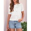 imagePRETTYGARDEN Women Summer Crochet Puff Short Sleeve Cardigan Lightweight Spring Cropped Button Up Beach Knit Sweater TopsWhite