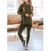 imagePRETTYGARDEN Womens 2 Piece Outfits 2026 Spring Long Sleeve Tunic Tops Legging Pants Fall Matching Lounge Sets SweatsuitsArmy Green