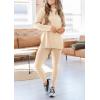 imagePRETTYGARDEN Womens 2 Piece Outfits 2026 Spring Long Sleeve Tunic Tops Legging Pants Fall Matching Lounge Sets SweatsuitsBeige