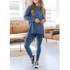 imagePRETTYGARDEN Womens 2 Piece Outfits 2026 Spring Long Sleeve Tunic Tops Legging Pants Fall Matching Lounge Sets SweatsuitsBlue