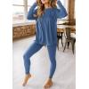 imagePRETTYGARDEN Womens 2 Piece Outfits 2026 Spring Long Sleeve Tunic Tops Legging Pants Fall Matching Lounge Sets SweatsuitsBlue