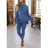 imagePRETTYGARDEN Womens 2 Piece Outfits 2026 Spring Long Sleeve Tunic Tops Legging Pants Fall Matching Lounge Sets SweatsuitsBlue