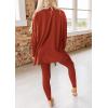 imagePRETTYGARDEN Womens 2 Piece Outfits 2026 Spring Long Sleeve Tunic Tops Legging Pants Fall Matching Lounge Sets SweatsuitsBrick Red