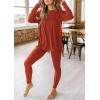 imagePRETTYGARDEN Womens 2 Piece Outfits 2026 Spring Long Sleeve Tunic Tops Legging Pants Fall Matching Lounge Sets SweatsuitsBrick Red