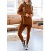 imagePRETTYGARDEN Womens 2 Piece Outfits 2026 Spring Long Sleeve Tunic Tops Legging Pants Fall Matching Lounge Sets SweatsuitsCaramel