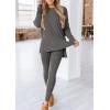 imagePRETTYGARDEN Womens 2 Piece Outfits 2026 Spring Long Sleeve Tunic Tops Legging Pants Fall Matching Lounge Sets SweatsuitsDark Grey