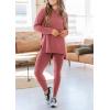 imagePRETTYGARDEN Womens 2 Piece Outfits 2026 Spring Long Sleeve Tunic Tops Legging Pants Fall Matching Lounge Sets SweatsuitsDusty Pink