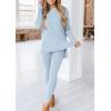 imagePRETTYGARDEN Womens 2 Piece Outfits 2026 Spring Long Sleeve Tunic Tops Legging Pants Fall Matching Lounge Sets SweatsuitsLight Blue