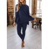 imagePRETTYGARDEN Womens 2 Piece Outfits 2026 Spring Long Sleeve Tunic Tops Legging Pants Fall Matching Lounge Sets SweatsuitsNavy