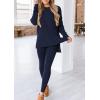 imagePRETTYGARDEN Womens 2 Piece Outfits 2026 Spring Long Sleeve Tunic Tops Legging Pants Fall Matching Lounge Sets SweatsuitsNavy