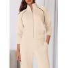imagePRETTYGARDEN Womens 2 Piece Outfits Sweatsuits 2026 Fall Full Zip Sweatshirts Workout Pants Matching Lounge Sets TracksuitsBeige