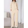 imagePRETTYGARDEN Womens 2 Piece Outfits Sweatsuits 2026 Fall Full Zip Sweatshirts Workout Pants Matching Lounge Sets TracksuitsBeige