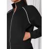 imagePRETTYGARDEN Womens 2 Piece Outfits Sweatsuits 2026 Fall Full Zip Sweatshirts Workout Pants Matching Lounge Sets TracksuitsBlack