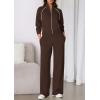 imagePRETTYGARDEN Womens 2 Piece Outfits Sweatsuits 2026 Fall Full Zip Sweatshirts Workout Pants Matching Lounge Sets TracksuitsBrown