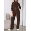 imagePRETTYGARDEN Womens 2 Piece Outfits Sweatsuits 2026 Fall Full Zip Sweatshirts Workout Pants Matching Lounge Sets TracksuitsBrown