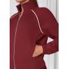 imagePRETTYGARDEN Womens 2 Piece Outfits Sweatsuits 2026 Fall Full Zip Sweatshirts Workout Pants Matching Lounge Sets TracksuitsBurgundy