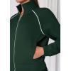 imagePRETTYGARDEN Womens 2 Piece Outfits Sweatsuits 2026 Fall Full Zip Sweatshirts Workout Pants Matching Lounge Sets TracksuitsDark Green