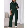 imagePRETTYGARDEN Womens 2 Piece Outfits Sweatsuits 2026 Fall Full Zip Sweatshirts Workout Pants Matching Lounge Sets TracksuitsDark Green