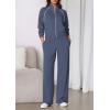 imagePRETTYGARDEN Womens 2 Piece Outfits Sweatsuits 2026 Fall Full Zip Sweatshirts Workout Pants Matching Lounge Sets TracksuitsDusty Blue