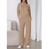 imagePRETTYGARDEN Womens 2 Piece Outfits Sweatsuits 2026 Fall Full Zip Sweatshirts Workout Pants Matching Lounge Sets TracksuitsKhaki