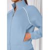 imagePRETTYGARDEN Womens 2 Piece Outfits Sweatsuits 2026 Fall Full Zip Sweatshirts Workout Pants Matching Lounge Sets TracksuitsLight Blue