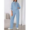 imagePRETTYGARDEN Womens 2 Piece Outfits Sweatsuits 2026 Fall Full Zip Sweatshirts Workout Pants Matching Lounge Sets TracksuitsLight Blue