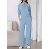 imagePRETTYGARDEN Womens 2 Piece Outfits Sweatsuits 2026 Fall Full Zip Sweatshirts Workout Pants Matching Lounge Sets TracksuitsLight Blue