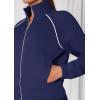imagePRETTYGARDEN Womens 2 Piece Outfits Sweatsuits 2026 Fall Full Zip Sweatshirts Workout Pants Matching Lounge Sets TracksuitsNavy Blue