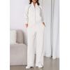 imagePRETTYGARDEN Womens 2 Piece Outfits Sweatsuits 2026 Fall Full Zip Sweatshirts Workout Pants Matching Lounge Sets TracksuitsWhite