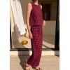 imagePRETTYGARDEN Womens 2 Piece Sets 2026 Summer Plaid Sleeveless Tops Wide Leg Pants Matching Lounge Set Beach Vacation OutfitsPlaid Black Red