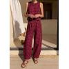 imagePRETTYGARDEN Womens 2 Piece Sets 2026 Summer Plaid Sleeveless Tops Wide Leg Pants Matching Lounge Set Beach Vacation OutfitsPlaid Black Red