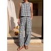 imagePRETTYGARDEN Womens 2 Piece Sets 2026 Summer Plaid Sleeveless Tops Wide Leg Pants Matching Lounge Set Beach Vacation OutfitsPlaid Black White