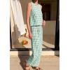 imagePRETTYGARDEN Womens 2 Piece Sets 2026 Summer Plaid Sleeveless Tops Wide Leg Pants Matching Lounge Set Beach Vacation OutfitsPlaid Green White