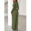 imagePRETTYGARDEN Womens 2026 Fall Trendy 2 Piece Outfits Lounge Sets Long Sleeve Top Henley Shirts Wide Leg Pants Travel ClothesArmy Green