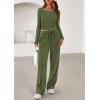 imagePRETTYGARDEN Womens 2026 Fall Trendy 2 Piece Outfits Lounge Sets Long Sleeve Top Henley Shirts Wide Leg Pants Travel ClothesArmy Green