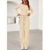 imagePRETTYGARDEN Womens 2026 Fall Trendy 2 Piece Outfits Lounge Sets Long Sleeve Top Henley Shirts Wide Leg Pants Travel ClothesBeige