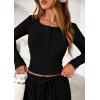 imagePRETTYGARDEN Womens 2026 Fall Trendy 2 Piece Outfits Lounge Sets Long Sleeve Top Henley Shirts Wide Leg Pants Travel ClothesBlack